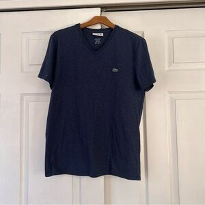Lacoste Men's Navy Blue V-Neck Shirt